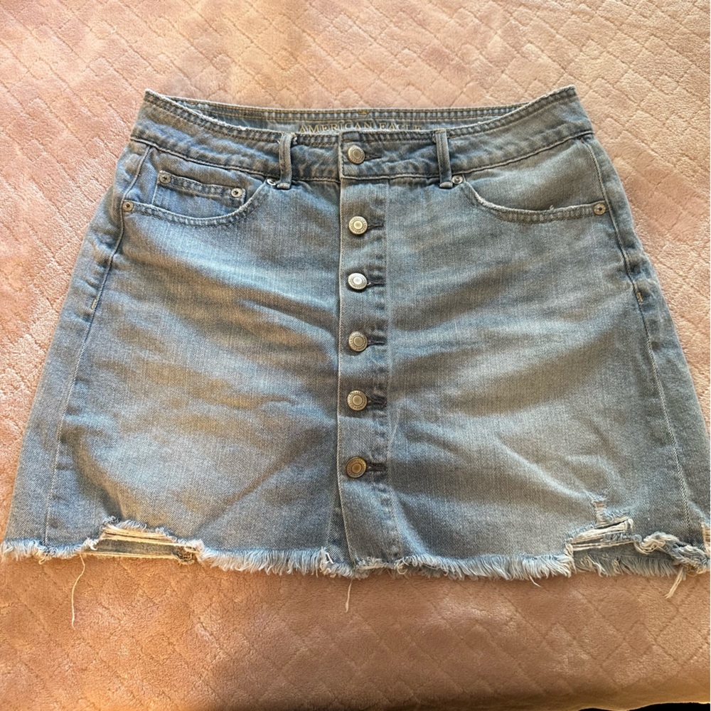💚 AE Button Fly Jean Mini Skirt